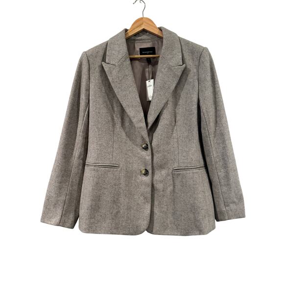Banana Republic Herringbone Neutral Wool Blazer 14 NEW - Picture 1 of 6